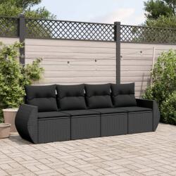 vidaXL 4 részes fekete polyrattan kerti ülőgarnitúra párnákkal (3253412)