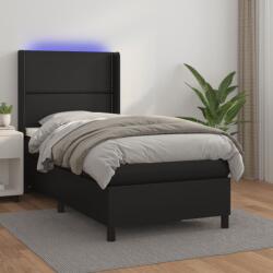 vidaXL fekete műbőr rugós ágy matraccal és LED-del 80 x 200 cm (3139289)