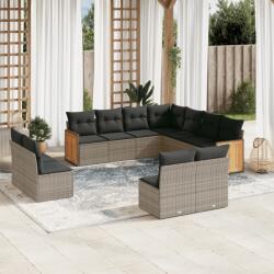 vidaXL 11 részes szürke polyrattan kerti ülőgarnitúra párnákkal (3227768) - vidaxl