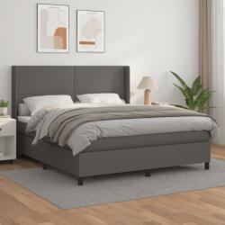 vidaXL szürke műbőr rugós ágy matraccal 180 x 200 cm (3132397)