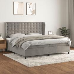 vidaXL világosszürke bársony rugós ágy matraccal 200x200 cm (3129471)
