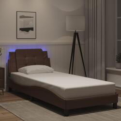 vidaXL barna műbőr ágykeret LED-világítással 90 x 200 cm (3214084)