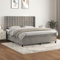 vidaXL világosszürke bársony rugós ágy matraccal 160x200 cm (3132927)