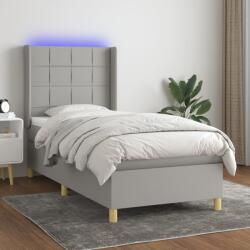 vidaXL világosszürke szövet rugós és LED-es ágy matraccal 90x190 cm (3138837)