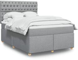 vidaXL világosszürke szövet rugós ágy matraccal 140 x 190 cm (3293582)