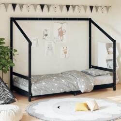vidaXL fekete tömör fenyőfa gyerekágykeret 90 x 200 cm (835705)