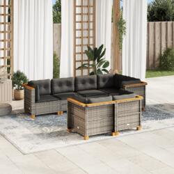 vidaXL 7 részes szürke polyrattan kerti ülőgarnitúra párnákkal (3261882)