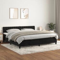 vidaXL fekete bársony rugós ágy matraccal 200x200 cm (3141505)