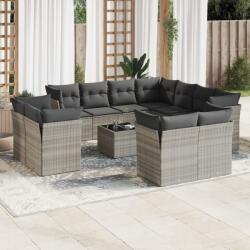 vidaXL 12 részes világosszürke polyrattan kerti ülőgarnitúra párnával (3218522)