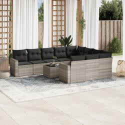 vidaXL 11 részes világosszürke polyrattan kerti ülőgarnitúra párnákkal (3219492) - vidaxl