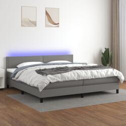 vidaXL sötétszürke szövet rugós és LED-es ágy matraccal 200x200 cm (3133102)