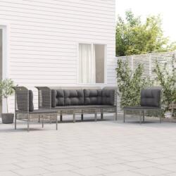 vidaXL 5 részes szürke polyrattan kerti ülőgarnitúra párnákkal (3187486)