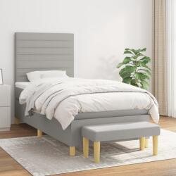 vidaXL világosszürke szövet rugós ágy matraccal 100 x 200 cm (3137213)