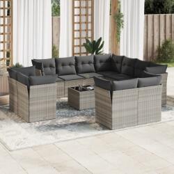 vidaXL 12 részes világosszürke polyrattan kerti ülőgarnitúra párnával (3250361)