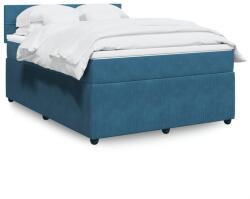 vidaXL kék bársony rugós ágy matraccal 140 x 190 cm (3290038)