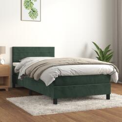 vidaXL sötétzöld bársony rugós ágy matraccal 90 x 200 cm (3141344)