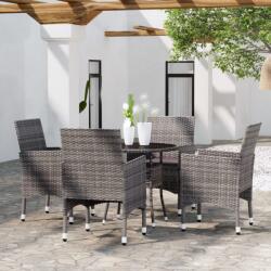 vidaXL 5 részes szürke polyrattan kerti étkezőgarnitúra (3058489)