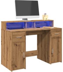 vidaXL kézműves tölgy színű szerelt fa LED-es íróasztal 120x55x91 cm (3309419)
