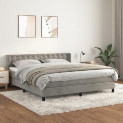 vidaXL világosszürke bársony rugós ágy matraccal 160x200 cm (3131207)