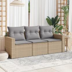 vidaXL 3 részes bézs polyrattan kerti ülőgarnitúra párnákkal (3218649)
