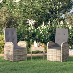 vidaXL 2 db szürke polyrattan dönthető kerti szék párnákkal (319539)