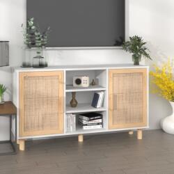 vidaXL fehér tömör fenyő/természetes rattan tálalószekrény 105x30x60cm (345639)