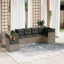 vidaXL 6 részes szürke polyrattan kerti ülőgarnitúra párnákkal (3217700)
