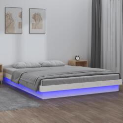 vidaXL fehér tömör fa ágykeret LED-világítással 140x190 cm (820018)