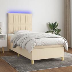 vidaXL krémszínű szövet rugós és LED-es ágy matraccal 90x200 cm (3135570)