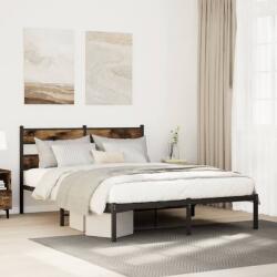 vidaXL füstös tölgy színű fém ágykeret matrac nélkül 160 x 200 cm (4017056)