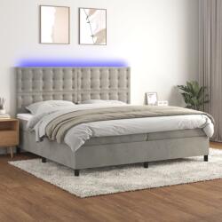 vidaXL világosszürke bársony rugós és LED-es ágy matraccal 200x200 cm (3136383)