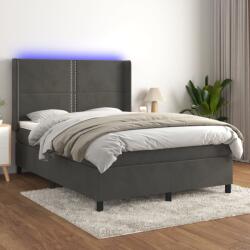 vidaXL sötétszürke bársony rugós és LED-es ágy matraccal 140x190 cm (3139500)