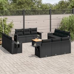 vidaXL 13 részes fekete polyrattan kerti ülőgarnitúra párnákkal (3256825)