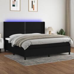 vidaXL fekete szövet rugós és LED-es ágy matraccal 200x200 cm (3138263)