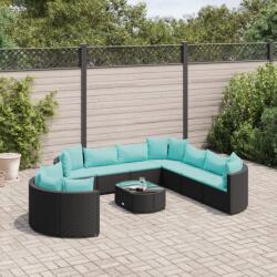 vidaXL 10 részes fekete polyrattan kerti ülőgarnitúra párnákkal (3308412)