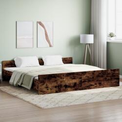 vidaXL füstös tölgy színű ágykeret fej- és lábtámlával 180 x 200 cm (3203772)