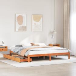 vidaXL viaszbarna tömör fenyőfa ágykeret fiókkal 180 x 200 cm (3301967) - vidaxl