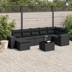 vidaXL 8 részes fekete polyrattan kerti ülőgarnitúra párnákkal (3222884)