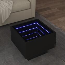 vidaXL fekete szerelt fa kisasztal LED-del 40 x 40 x 30 cm (847498)