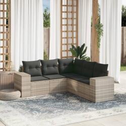 vidaXL 5 részes világosszürke polyrattan kerti ülőgarnitúra párnákkal (3222551)