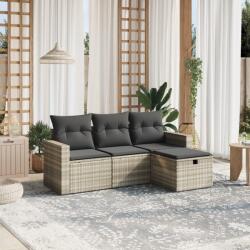 vidaXL 4 részes világosszürke polyrattan kerti ülőgarnitúra párnákkal (3263448) - vidaxl