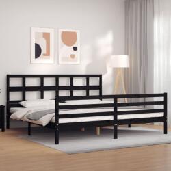 vidaXL fekete tömör fa ágykeret fejtámlával 200 x 200 cm (3194855)