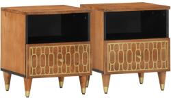vidaXL 2 db tömör mangófa éjjeliszekrény 40 x 33 x 46 cm (358291)