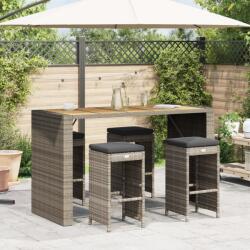 vidaXL 4 db szürke polyrattan kerti bárszék párnával (368690)