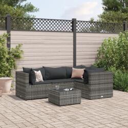 vidaXL 5 részes szürke polyrattan kerti ülőgarnitúra párnákkal (3308082)