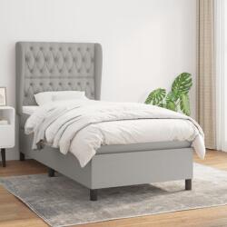vidaXL világosszürke szövet rugós ágy matraccal 90 x 200 cm (3128173)