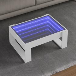 vidaXL fehér végtelen hatású LED-es dohányzóasztal 70 x 53 x 30 cm (847630) - vidaxl