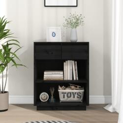 vidaXL fekete tömör fenyőfa tálalószekrény 60 x 34 x 75 cm (813838)