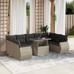 vidaXL 10 részes világosszürke polyrattan kerti ülőgarnitúra párnákkal (3268742) - vidaxl