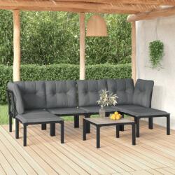 vidaXL 7 részes fekete-szürke polyrattan kerti ülőgarnitúra (3187763)
